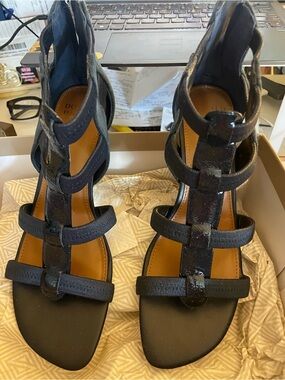 Donald J. Pliner Navy Strappy Gladiator Sandals